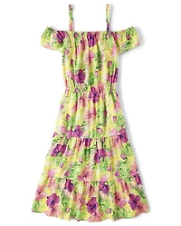 Womens Mommy And Me Tropical Midi Tiered Dress