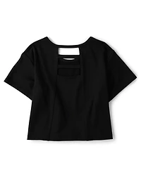 Girls Quick Dry Cut Out Boxy Top