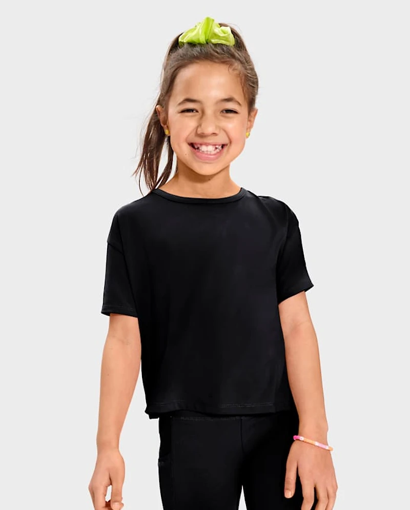 Girls Quick Dry Cut Out Boxy Top