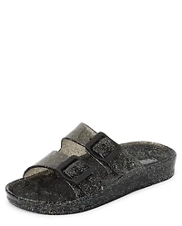Girls Glitter Jelly Buckle Slides