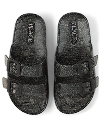Girls Glitter Jelly Buckle Slides