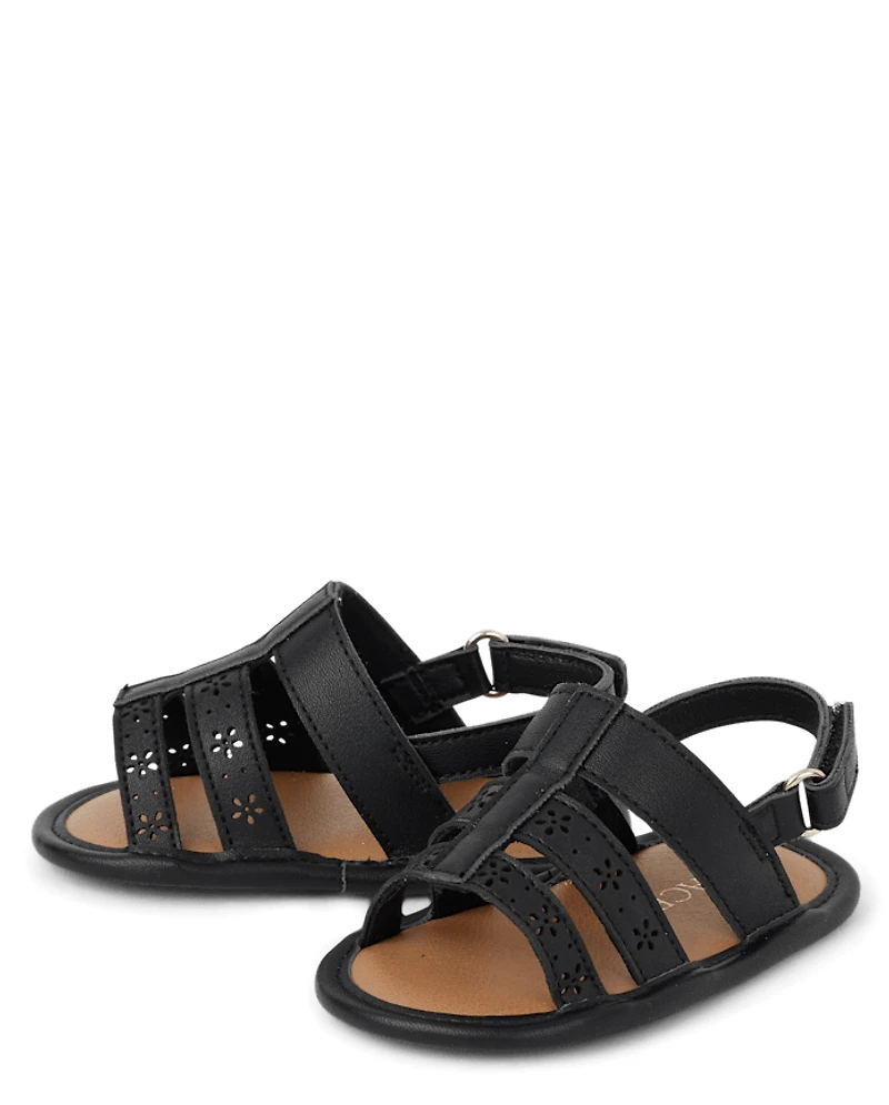 Baby Girls Perforated Flower Gladiator Sandals