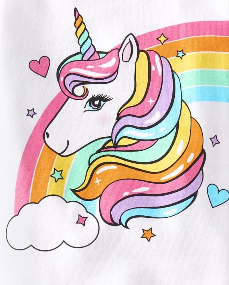 Baby And Toddler Girls Unicorn Rainbow Snug Fit Cotton Pajamas
