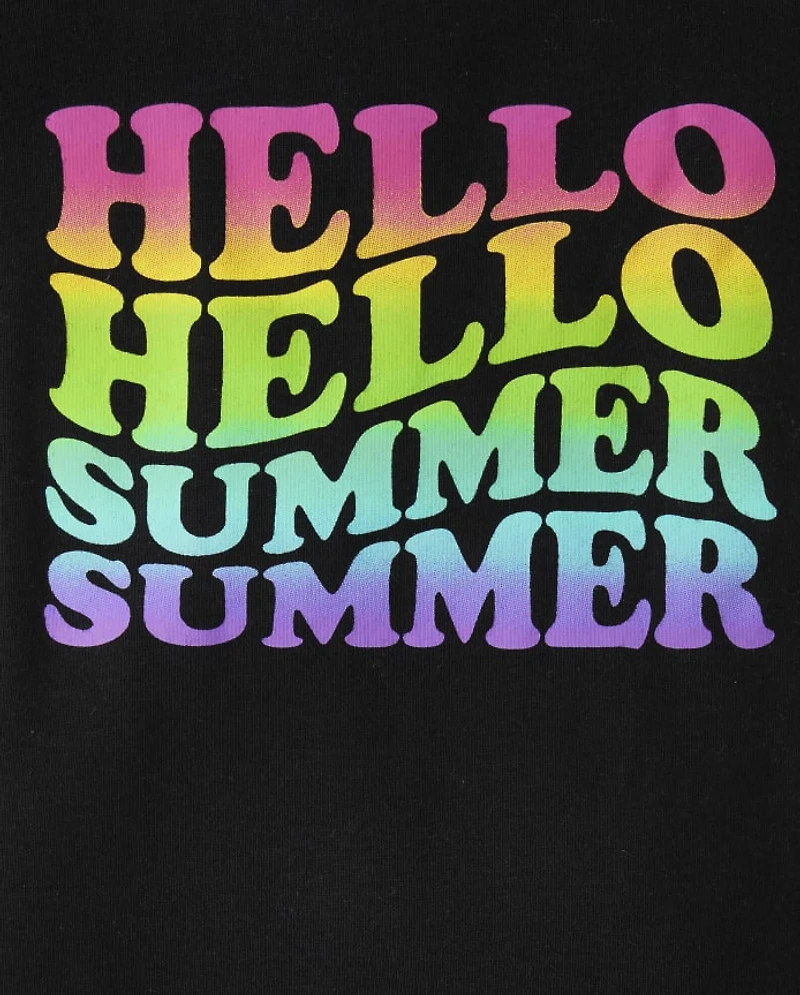 Baby And Toddler Girls Hello Summer Snug Fit Cotton Pajamas