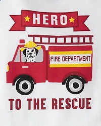 Baby And Toddler Boys Fire Truck Snug Fit Cotton Pajamas