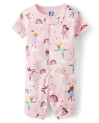 Baby And Toddler Girls Ballerina Snug Fit Cotton One Piece Pajamas