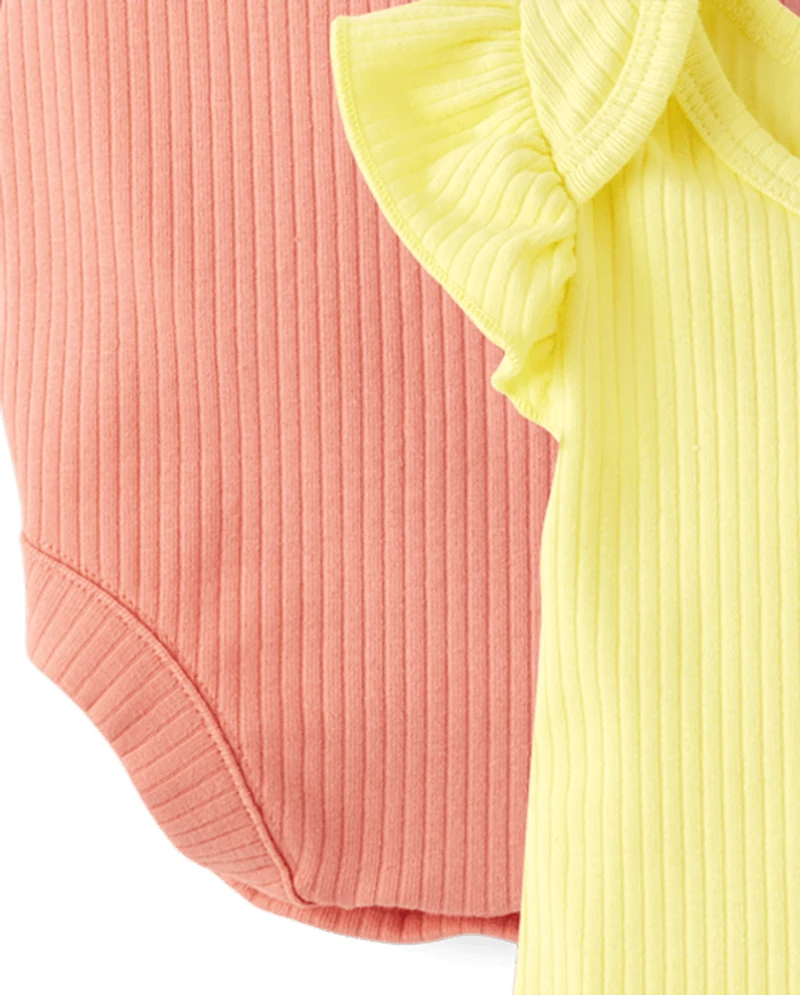 Baby Girls Ribbed Bodysuit 3-Pack