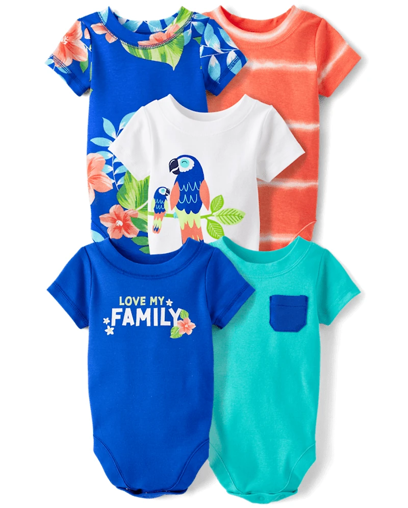 Baby Boys Tropical Bodysuit 5-Pack