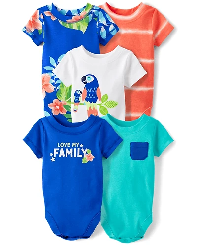 Baby Boys Tropical Bodysuit 5-Pack