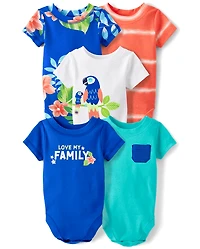 Baby Boys Tropical Bodysuit 5-Pack