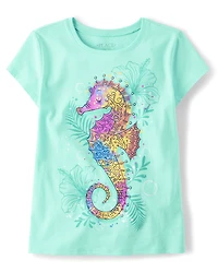 Girls Seahorse Graphic Tee