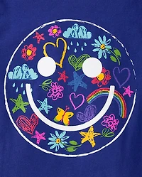 Girls Icon Happy Face Graphic Tee