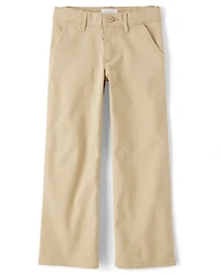 Girls Uniform Stretch Wide Leg Chino Pants
