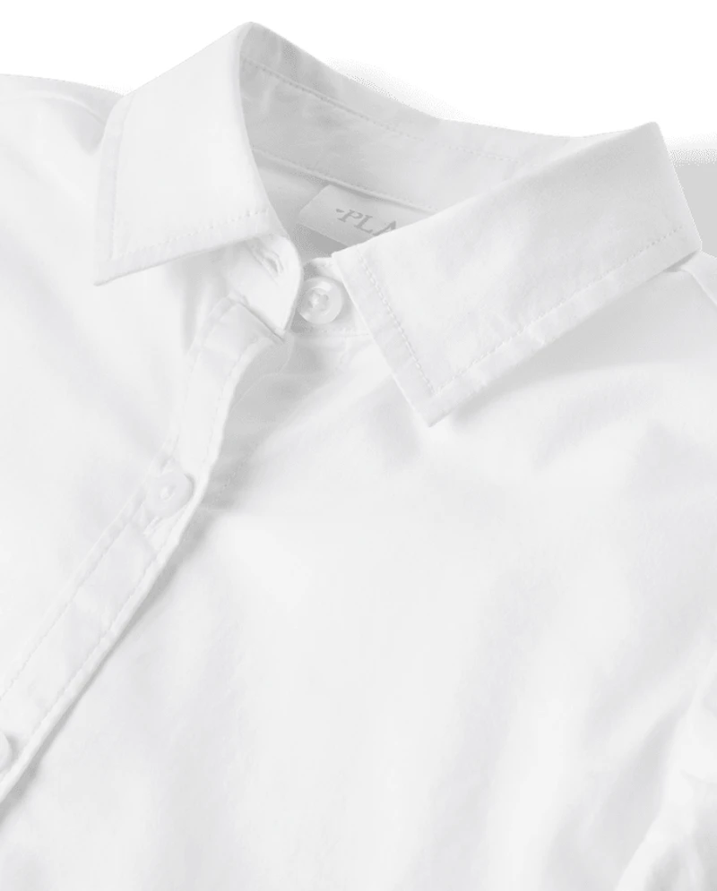 Girls Uniform Poplin Button Up Shirt
