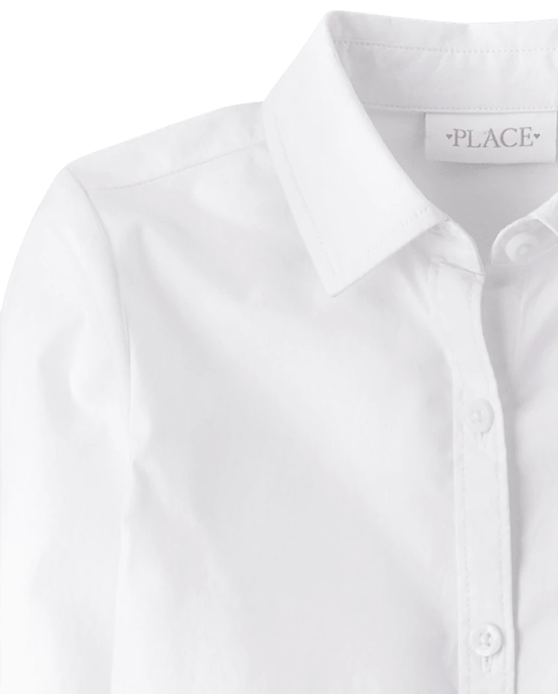 Girls Uniform Poplin Button Up Shirt
