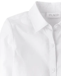 Girls Uniform Poplin Button Up Shirt