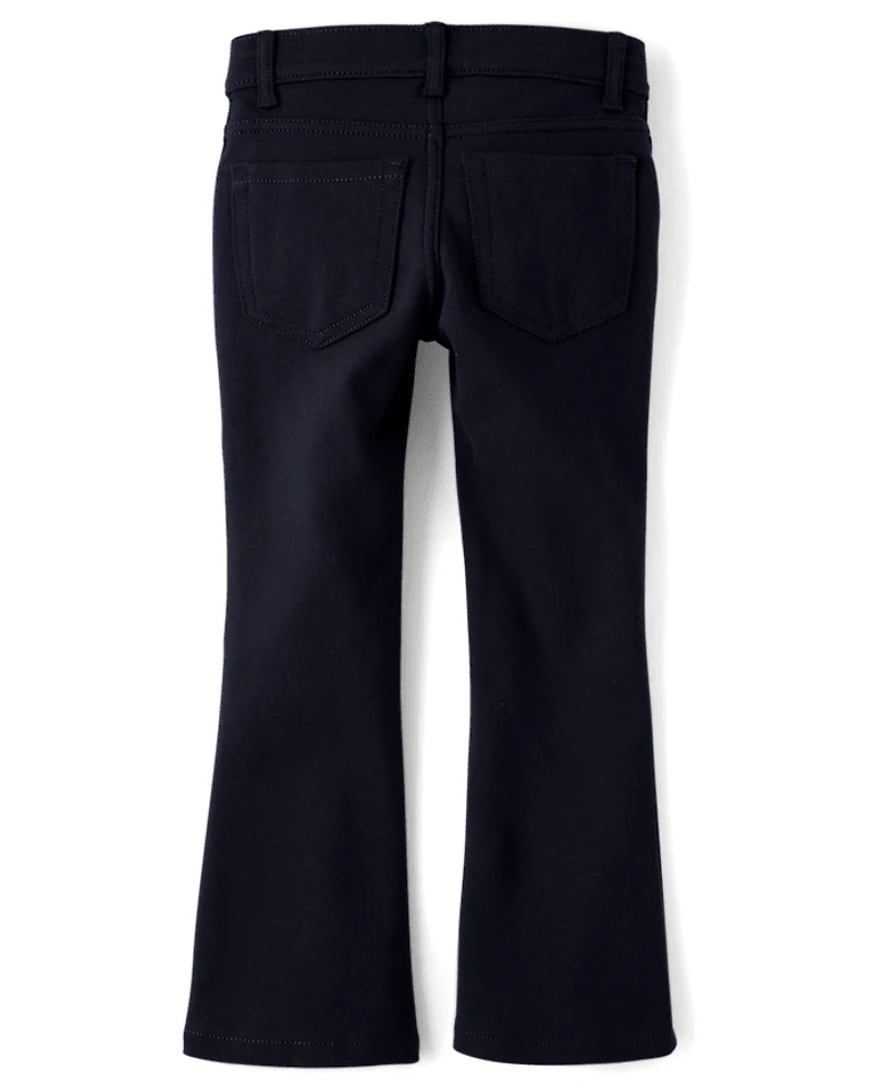 Girls Uniform Ponte Knit Pull On Flare Pants
