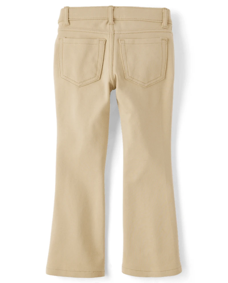Girls Uniform Ponte Knit Pull On Flare Pants