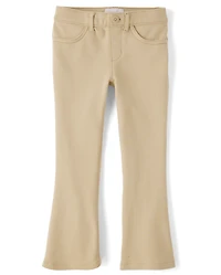 Girls Uniform Ponte Knit Pull On Flare Pants