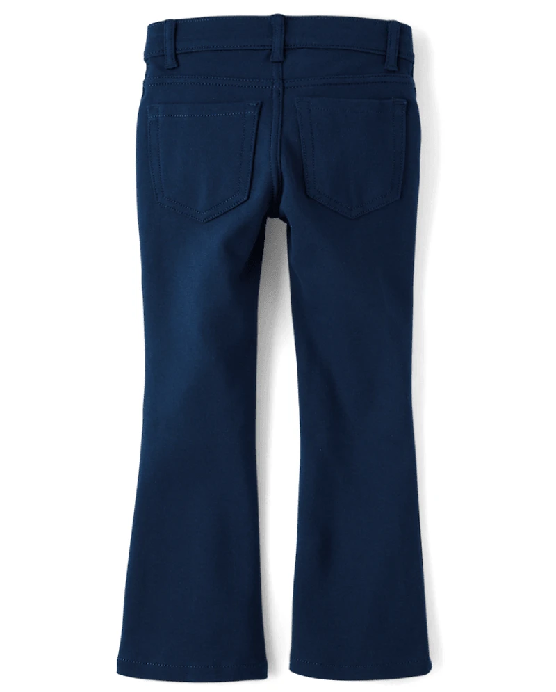 Girls Uniform Ponte Knit Pull On Flare Pants