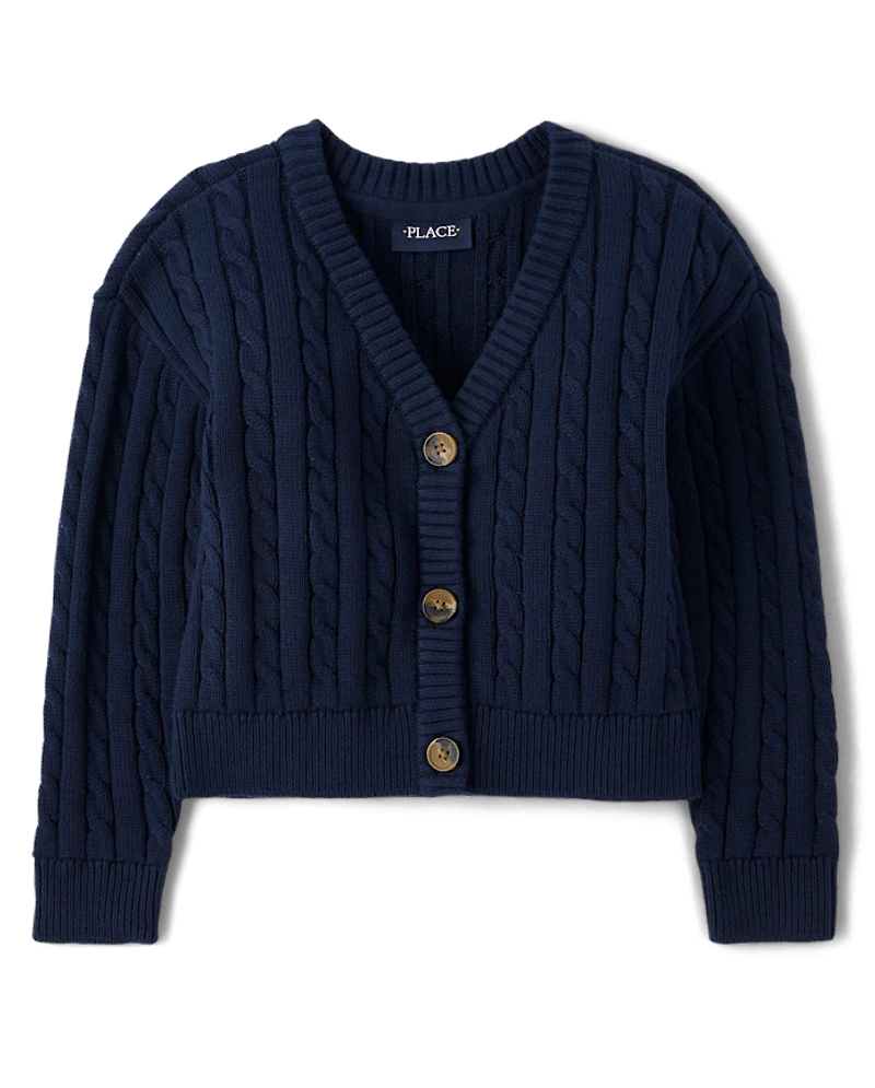 Girls Cable Knit Cardigan