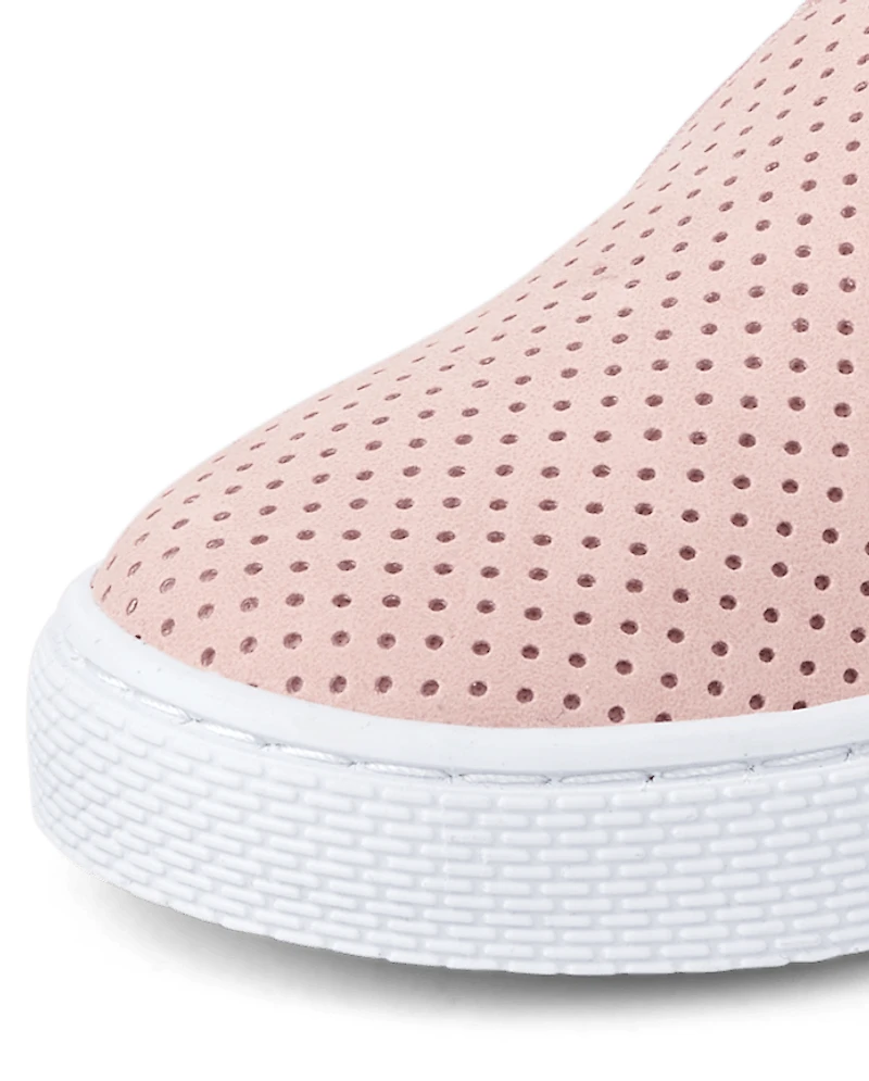Toddler Girls Perforated Slip On Sneakers