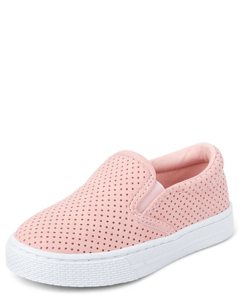 Toddler Girls Perforated Slip On Sneakers