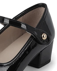 Girls Bow Faux Patent Leather Low Heel Shoes