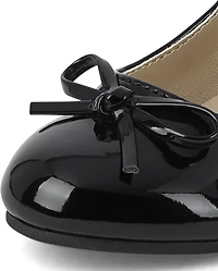 Toddler Girls Bow Faux Patent Leather Low Heel Shoes