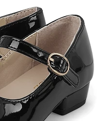Toddler Girls Bow Faux Patent Leather Low Heel Shoes