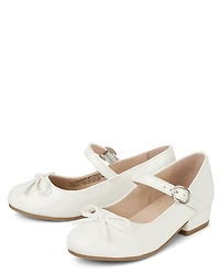 Toddler Girls Bow Faux Patent Leather Low Heel Shoes