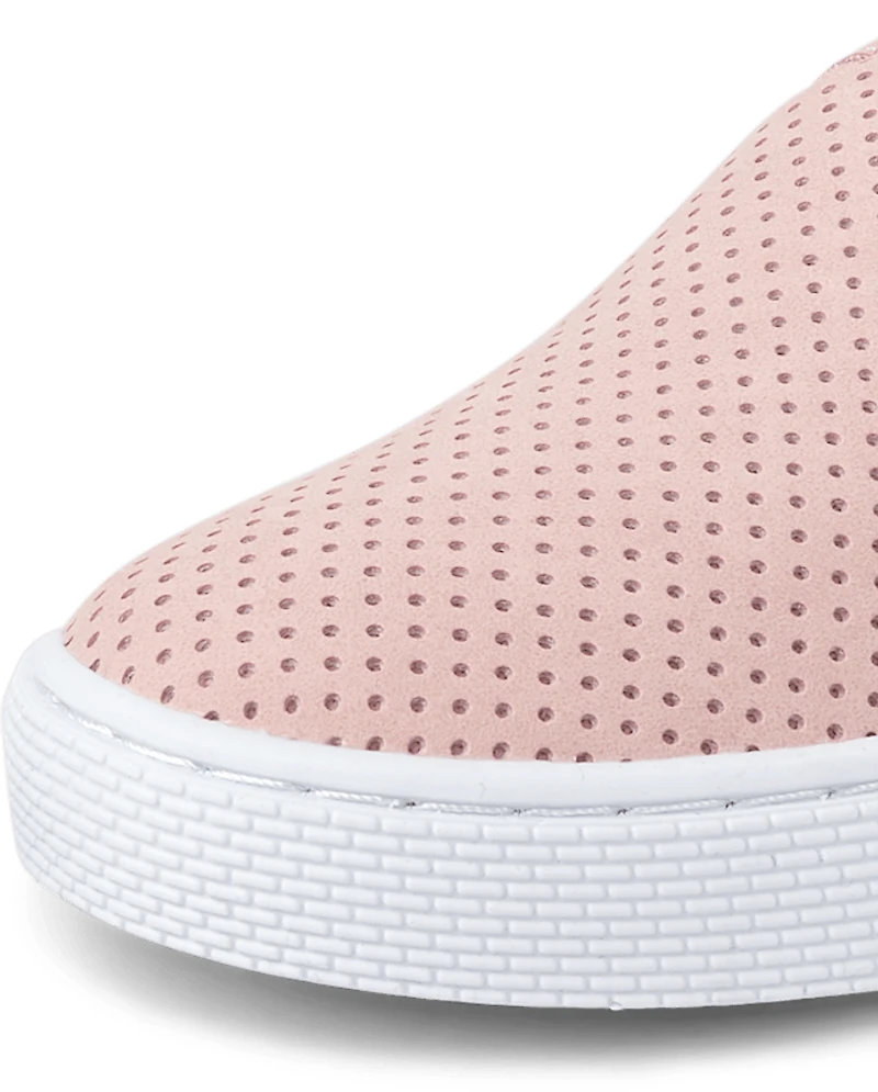 Girls Perforated Slip On Sneakers