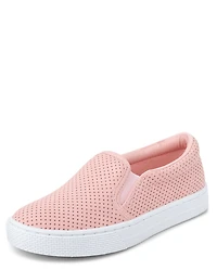 Girls Perforated Slip On Sneakers