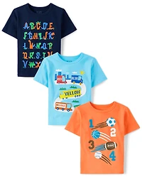 Baby And Toddler Boys Education Graphic Tee 3-Pack