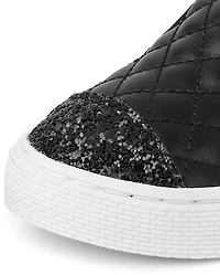 Toddler Girls Glitter Quilted Slip On Sneakers