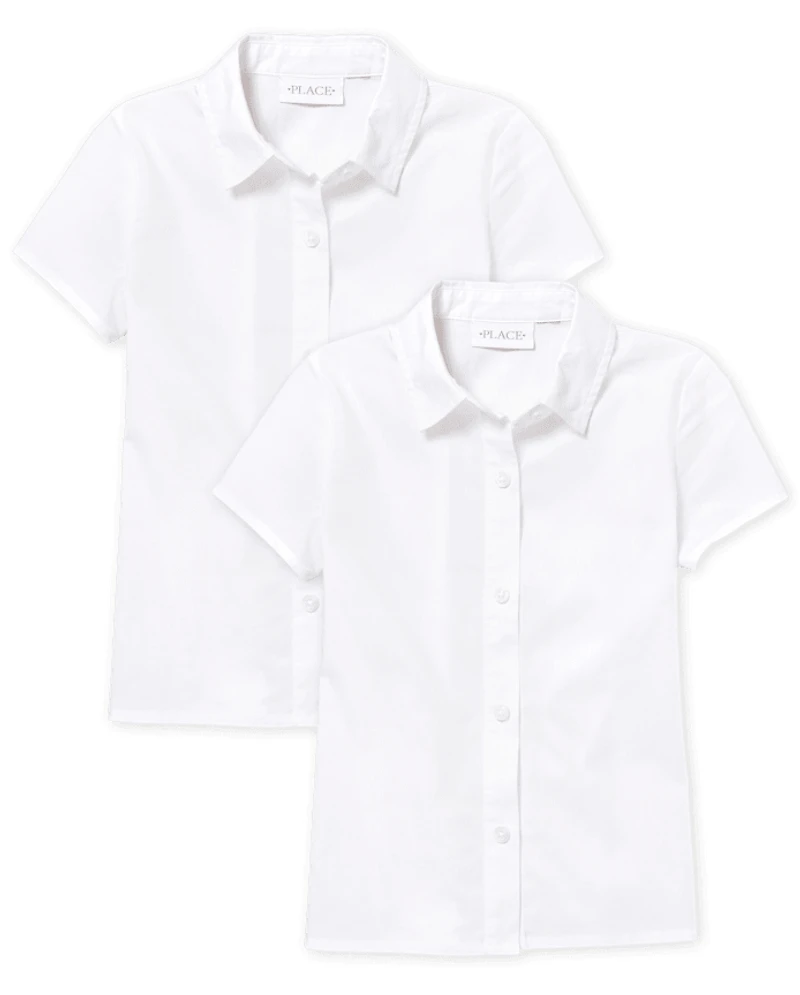 Girls Uniform Button Up Shirt 2-Pack