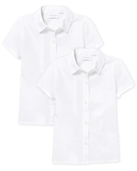 Girls Uniform Button Up Shirt 2-Pack