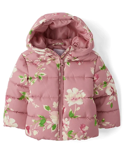 Toddler Girls Print Puffer Jacket