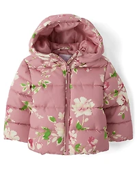 Toddler Girls Print Puffer Jacket