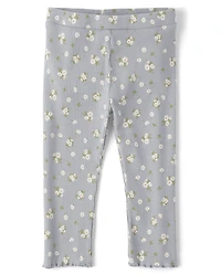 Toddler Girls Floral Ribbed Leggings