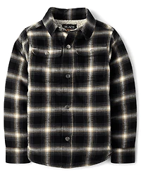 Boys Plaid Sherpa Lined Shacket