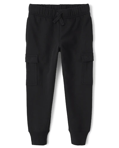 Boys Premium Fleece Cargo Jogger Pants