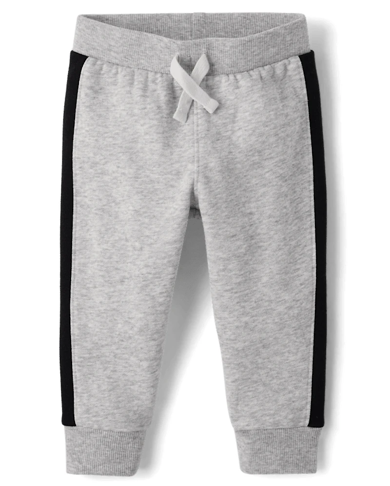 Baby And Toddler Boys Side Stripe Premium Fleece Jogger Pants