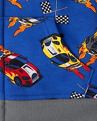 Baby And Toddler Boys Print Premium Fleece Sherpa Lined Zip Up Hoodie