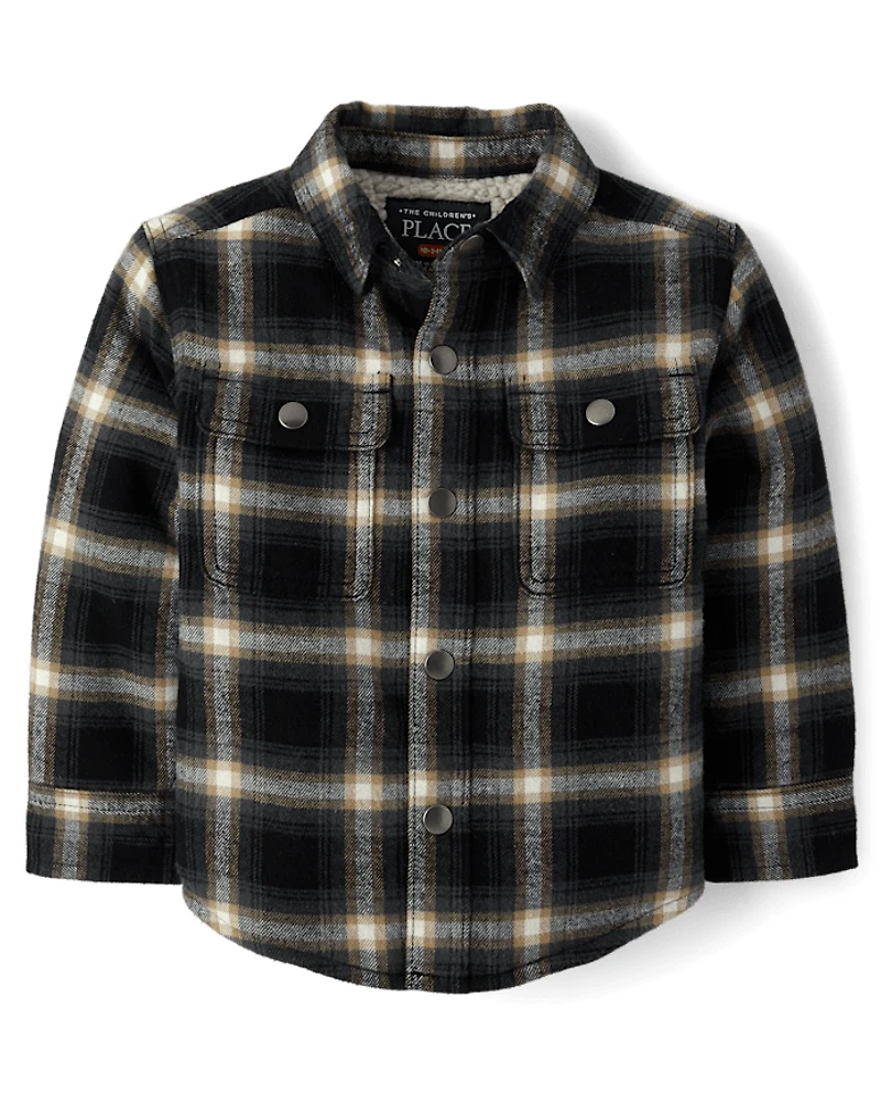 Baby And Toddler Boys Plaid Sherpa Lined Shacket