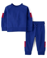 Baby And Toddler Boys Colorblock Premium Fleece 2-Piece Outfit Set