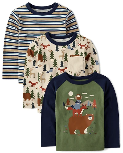 Baby And Toddler Boys Animal Top 3-Pack