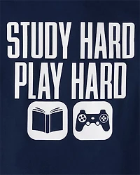 Boys Study Hard Play Graphic Tee