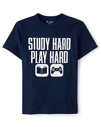 Boys Study Hard Play Graphic Tee
