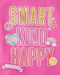 Girls Smart Kind Happy Graphic Tee